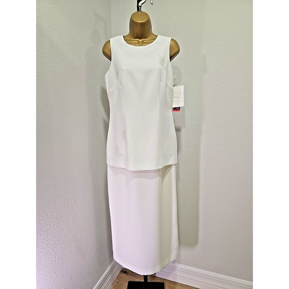 Jessica Howard Dresses & Skirts - Vtg Jessica Howard Beaded White Long Dress Womens 8P Formal Wedding Sleeveless